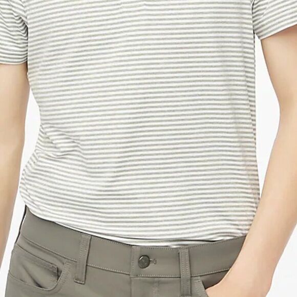 J. Crew Factory Grey and White Striped performance polo shirt size med. NWT - Picture 3 of 11